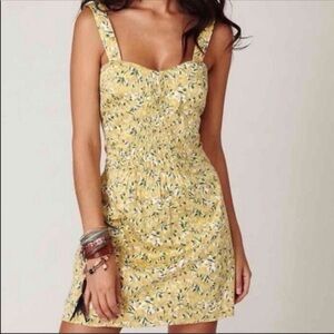 flawed Free People Yellow Adjustable Strap Dandelion Smocked Dress